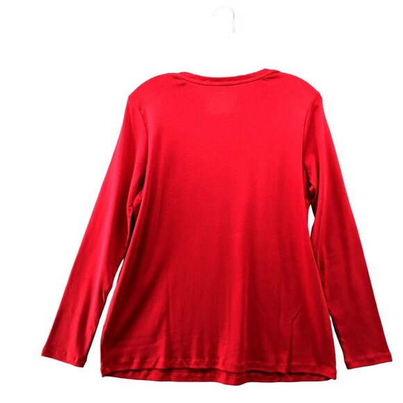 NWT Talbots Pima Cotton Long Sleeve Shirt Womens Plus Size X Red Crewneck - Picture 2 of 8